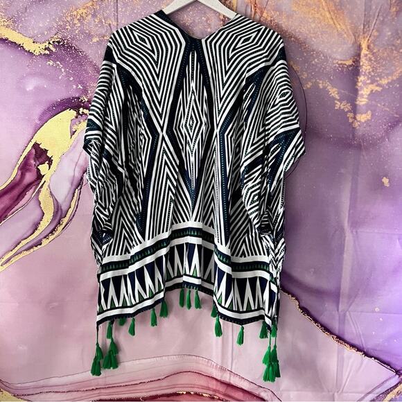 5/$30 Open Front Tassel Cardigan Kimono Navy OSFM - Picture 2 of 3